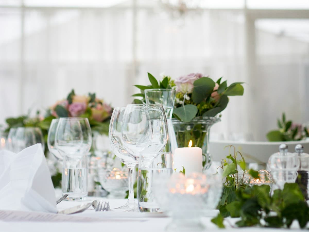 Refined candlelit reception scene